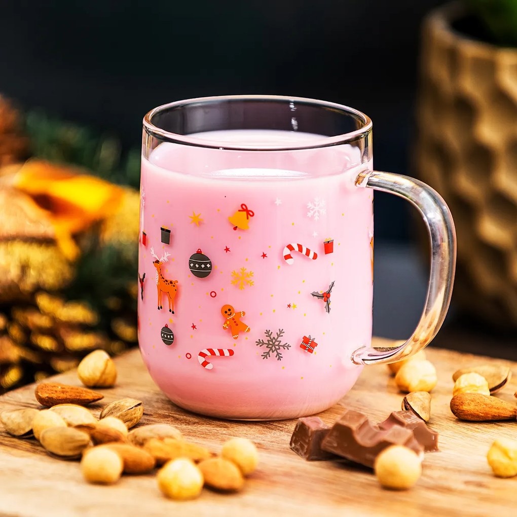 4Home Sklenený hrnček Hot&Cool Christmas time 350 ml, 2 ks