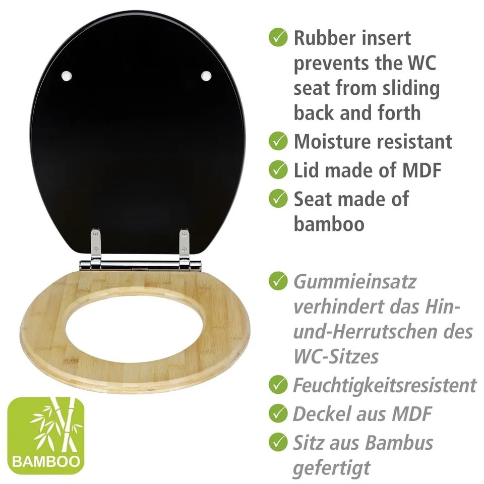 Záchodová doska s automatickým zatváraním 37 x 44 cm Bambusa – Wenko