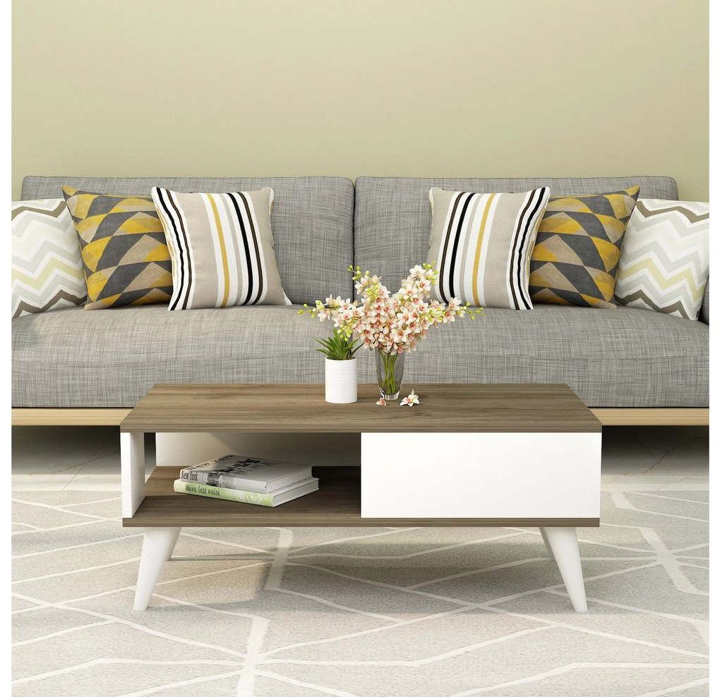 Konferenčný stolík Vavepu 2 (orech + biela) . Akcia -19%. Vlastná spoľahlivá doprava až k Vám domov. 1093162