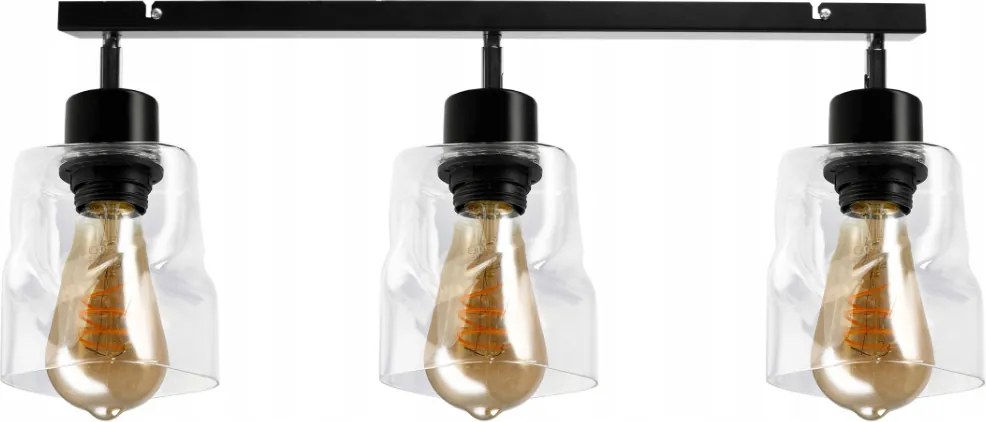 BERGE LED stropné svietidlo 3xE27, rolovací, priehľadný štvorec