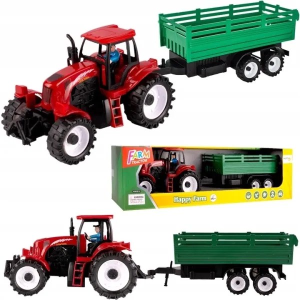 TRAKTOR FARMÁRSKY 47cm S ODNÍMATEĽNÝM PRÍVESOM + FIGÚRKA FARMÁRE