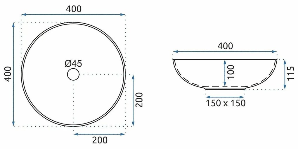 Rea Peru, umývadlo na dosku 400x400x115 mm, viacfarebné, REA-U6031