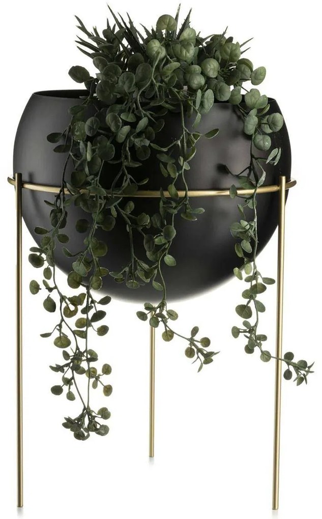 KOVOVÝ KVETINÁČ SO STOJANOM LOFT 39X28 CM ČIERNA/ZLATÁ