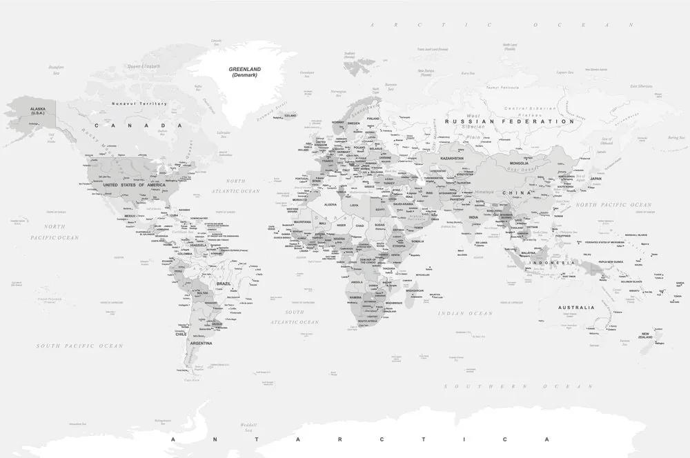 Tapeta klasická čiernobiela mapa s okrajom - 225x150