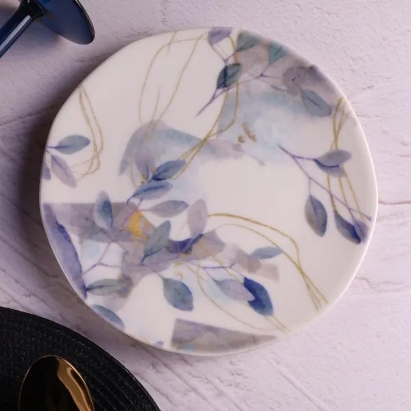 Jedálenská súprava 24 ks, biela/modrá, porcelán