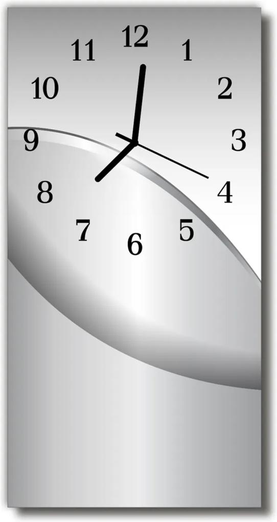 Sklenené hodiny vertikálne  Kovová šedá grafika