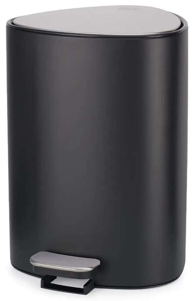 Matne čierny nášľapný oceľový odpadkový kôš 5 l EasyStore Luxe – Joseph Joseph