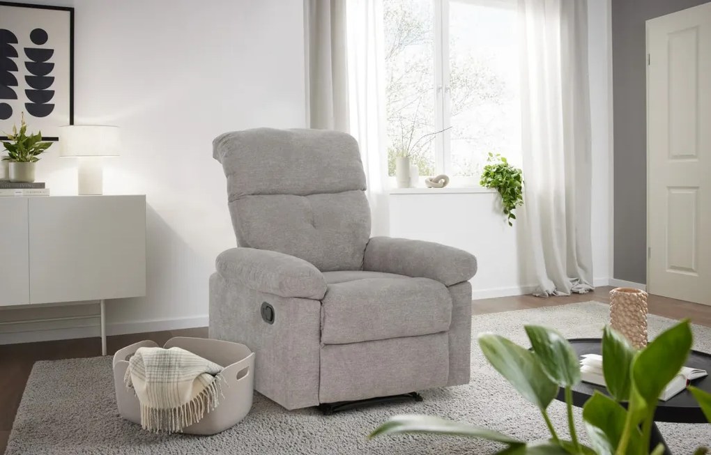 Kreslo Elza, šedá látka, s polohováním