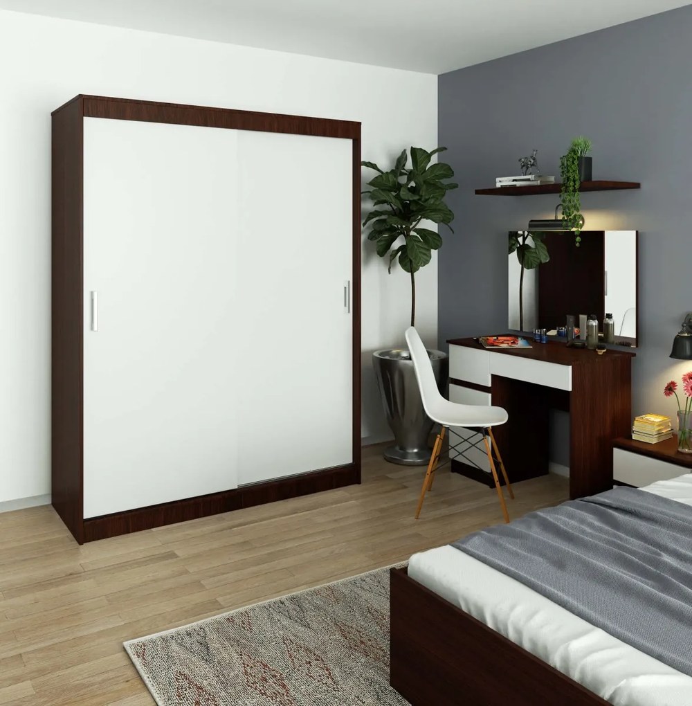 Šatní skříň CLP Mono 150 cm wenge/bílá
