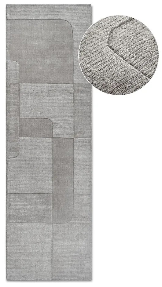 Sivý ručne tkaný vlnený behúň 80x250 cm Charlotte – Villeroy&Boch