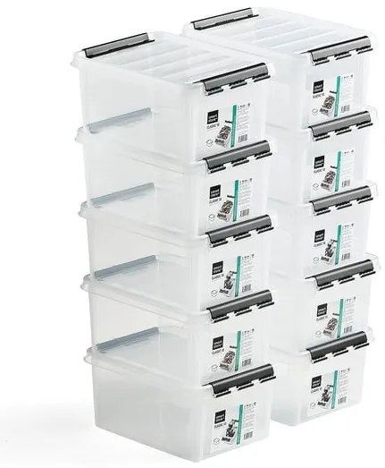 Plastový box s vekom LEE, 8 L, 10 ks, 340x250x160 mm, priehľadný