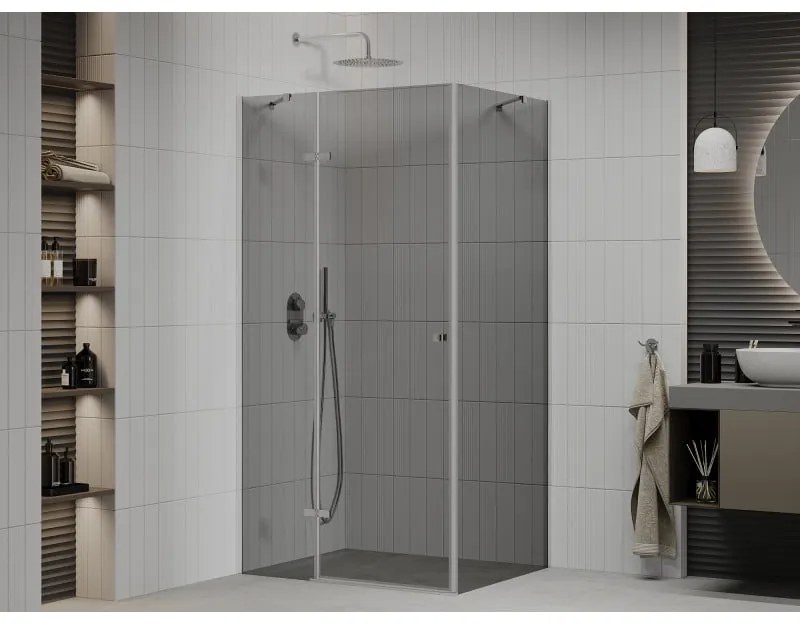 Mexen Roma, sprchovací kút 100 (dvere) x 110 (stena) cm, 6mm šedé sklo, chrómový profil, 854-100-110-01-40
