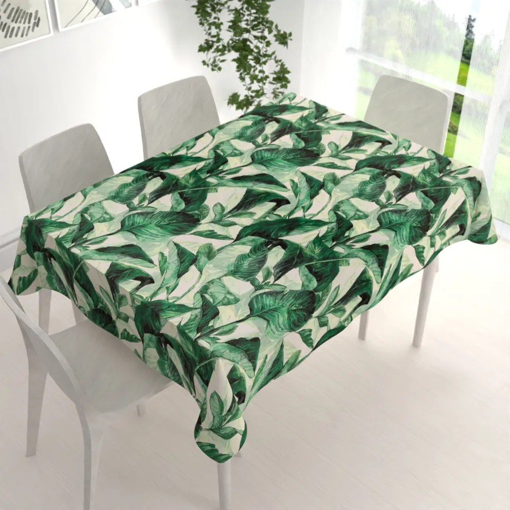 Biante Zamatový obdĺžnikový obrus Tamara TMR-028 Veľké zelené listy 130x180 cm
