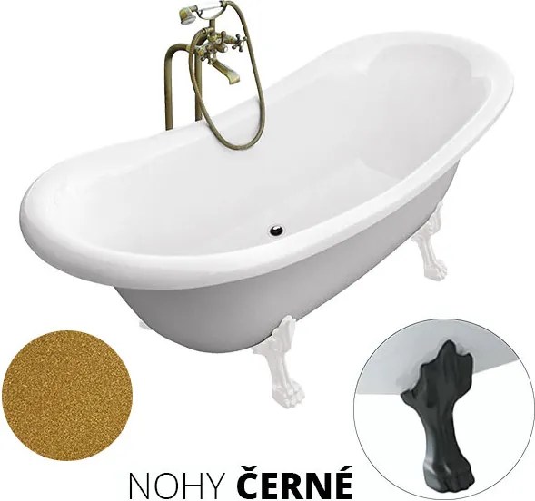 Besco Voľne stojaca vaňa zo sanitárneho kompozitu Amelia Glam Z 190x77 bez prepadu BESCO-Typ výpuste: Click-Clack bez prepadu, chróm, BESCO-Nôžky: Ch…