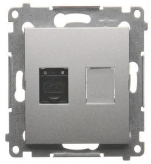 D61/43 Počítačová zásuvka RJ45 jednopólová strieborná mat