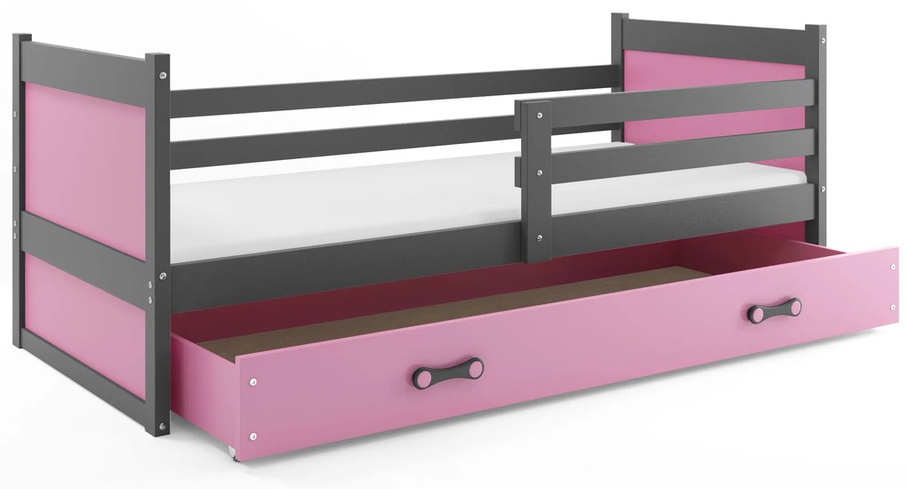 Posteľ RICO 1 200x90 grafitová - ružová