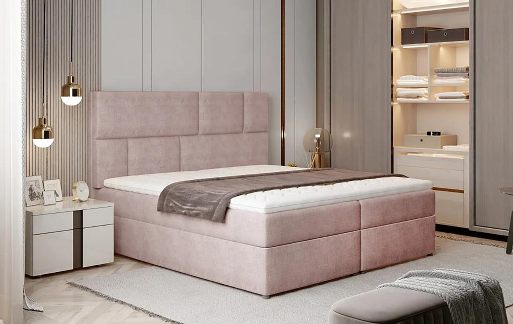 Čalúnená manželská posteľ s úložným priestorom Ferine 185 - ružová