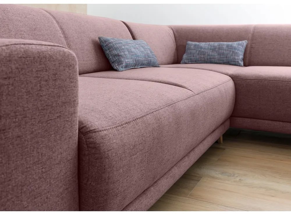 Ružová rozkladacia/s úložným priestorom rohová pohovka (pravý roh/do L) Classy Sophie – Miuform