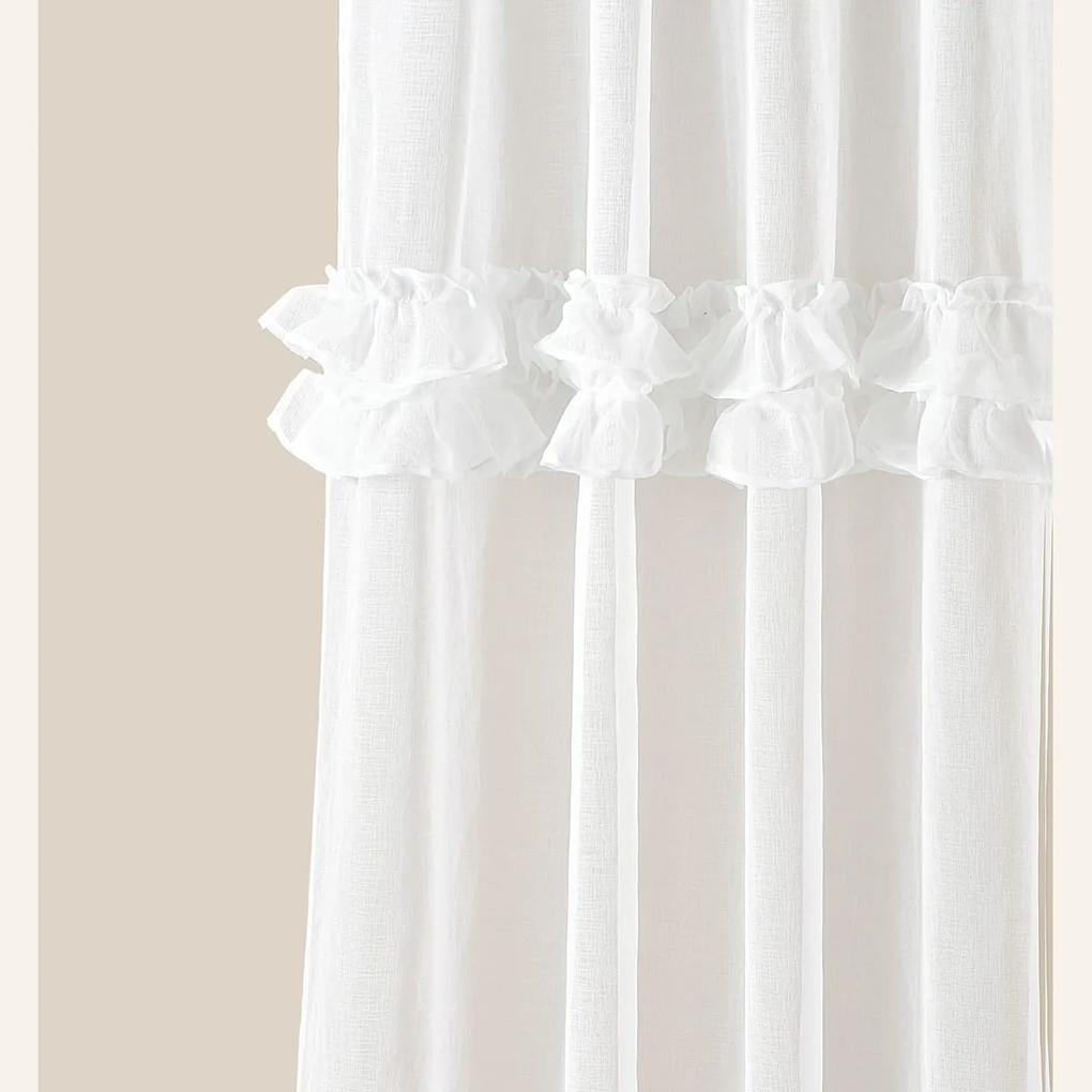 Room99 Záclona na krúžkoch Frilla s volánikmi Jednofarebná Farba: Krémová, Veľkosť: 300 x 250 cm