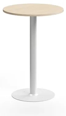 Barový stôl ALVA, Ø700x1000 mm, s kotvením do zeme, HPL, biela/breza