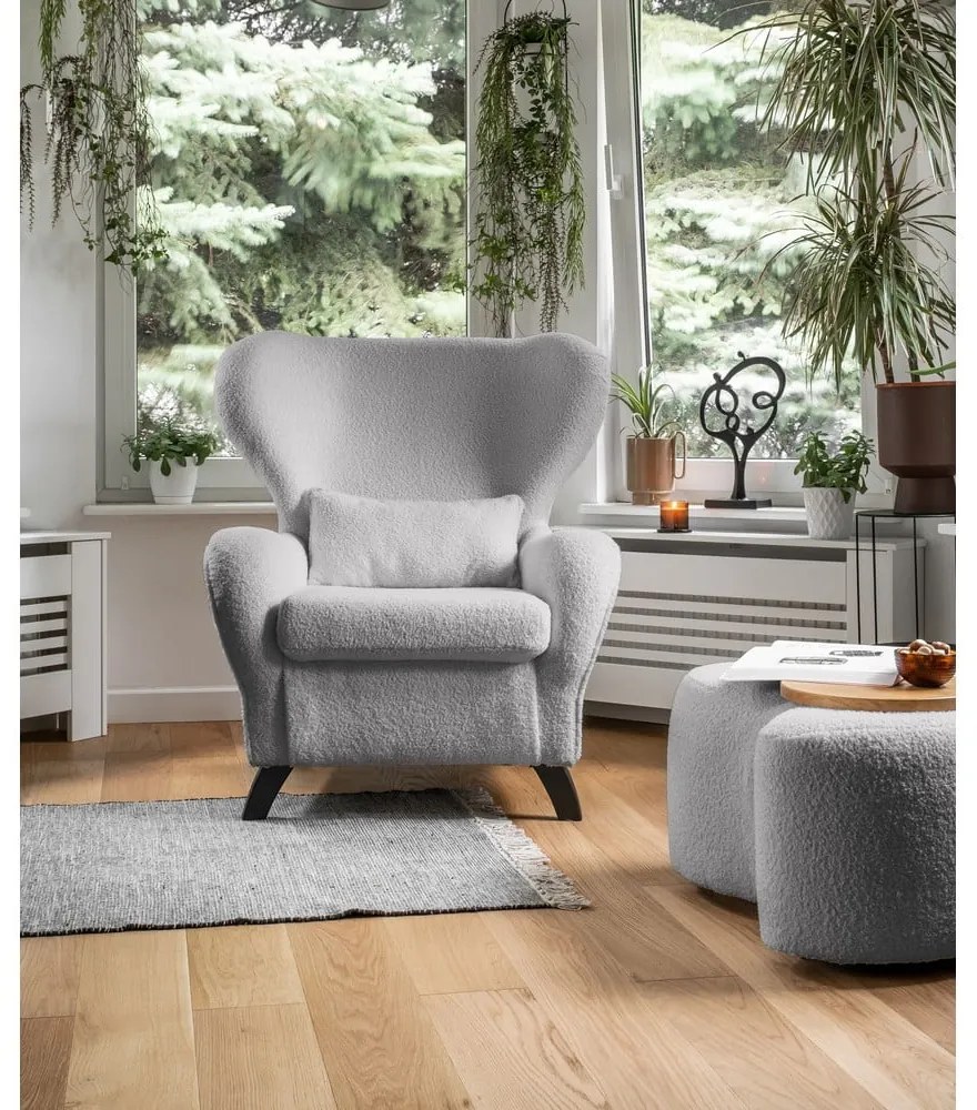 Sivé kreslo ušiak Miuform Miuf