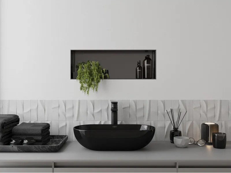 Mexen X-Wall-NR, polica na zapustenie bez príruby 60 x 20 cm, grafitová matná - 19E1602010