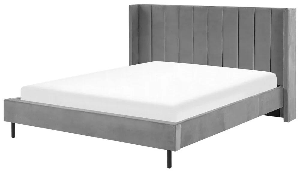 Zamatová posteľ 180 x 200 cm sivá VILLETTE Beliani