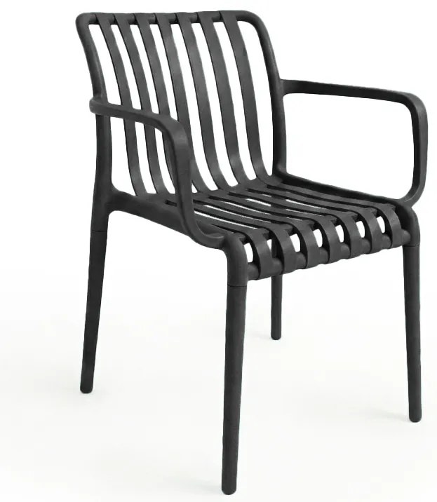 Plastová stolička TREGO s opierkami, antracitová