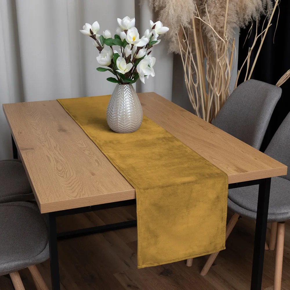 Biante Zamatový behúň na stôl Velvet Prémium SVP-009 Horčicový 35x140 cm