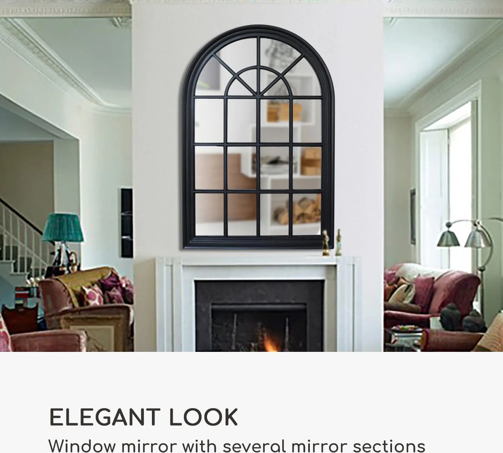 Casa Chic Savile, francúzske zrkadlo vo vzhľade okna, drevený rám, 120 x 80 cm