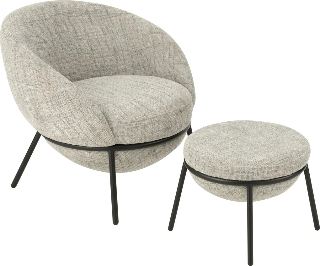 Svetlosivé lounge kreslo s podnožkou Renon - 72*75*70 cm