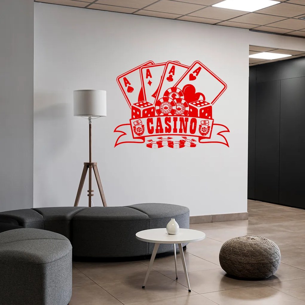 Veselá Stena Samolepka Karty Kasíno Farba: žlutá, Veľkosť: 40 x 31 cm