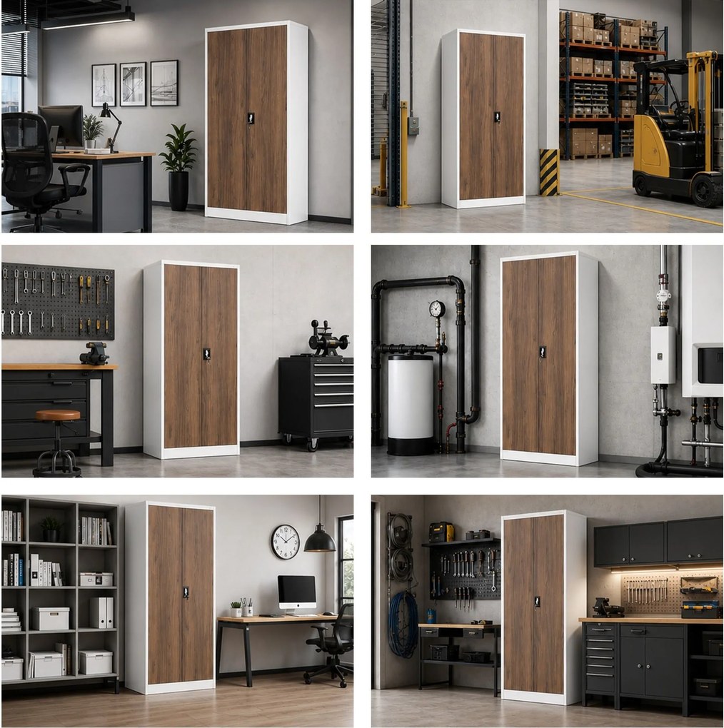 Kancelárska skriňa na dokumenty biela / orech: Eco Design JAN 900 x 1850 x 400 mm