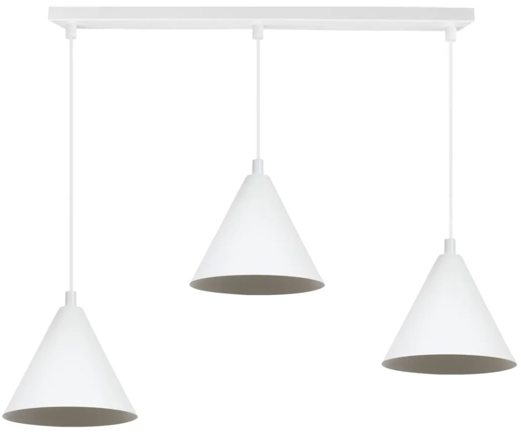 Závesné svietidlo Soho, 3x biele kovové tienidlo, (fi 14cm)