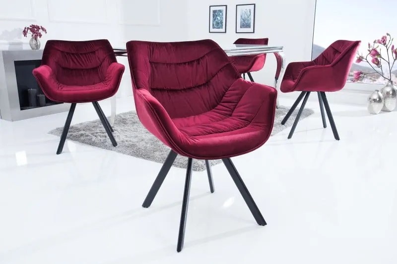 Stolička The Dutch Comfort velvet bordeaux red