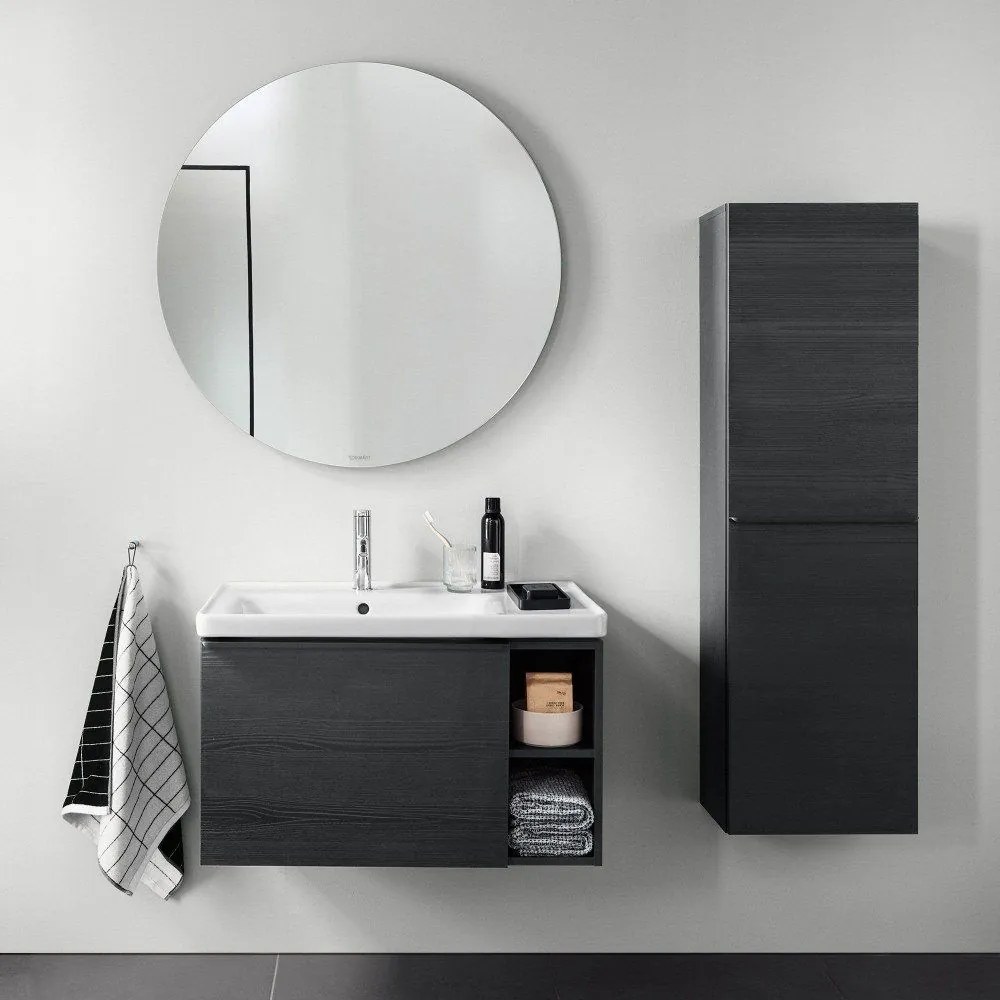 DURAVIT D-Neo asymetrické umývadlo na skrinku s odkladacou plochou vpravo, bez otvoru, s prepadom, 800 x 480 mm, biela, s povrchom WonderGliss, 23698000601