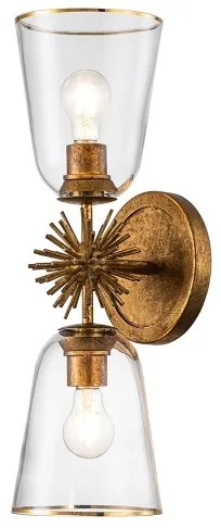 Quoizel STARING-2WB-DG-CLEAR - Nástenné svietidlo STARING 2xE27/40W/230V medené