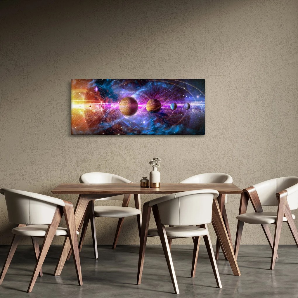Obraz - Slnečná sústava (120x50 cm)