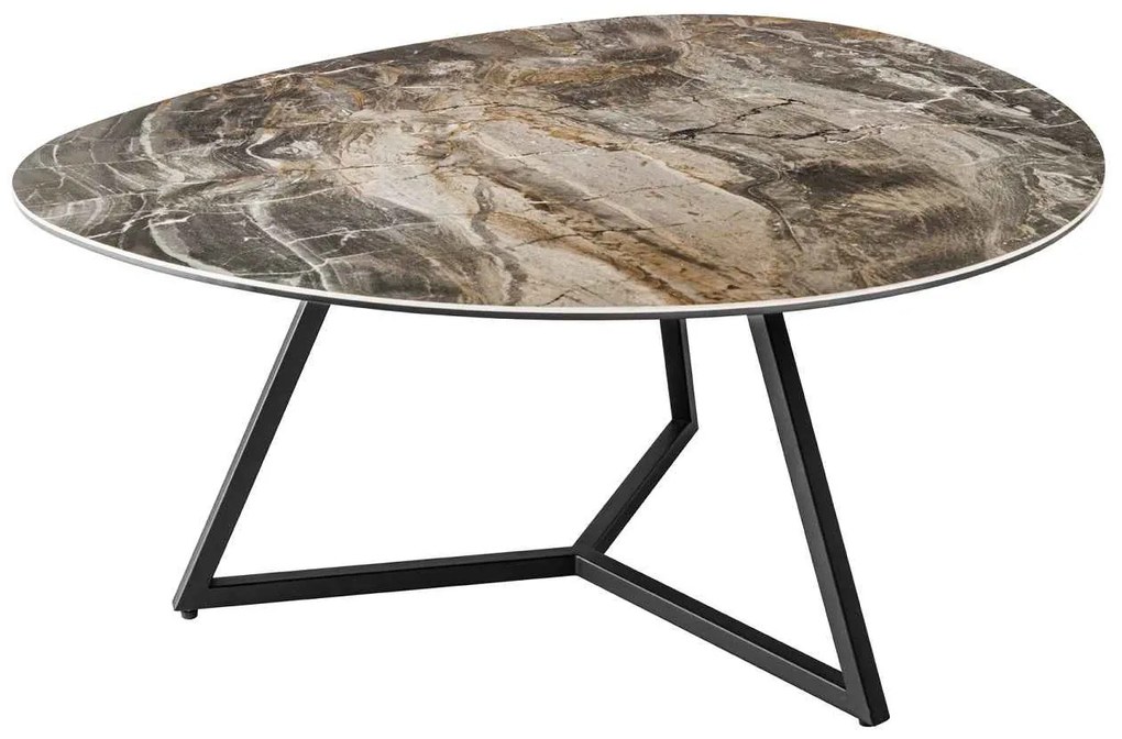 Keramický konferenčný stolík Paquita 90 cm taupe mramor