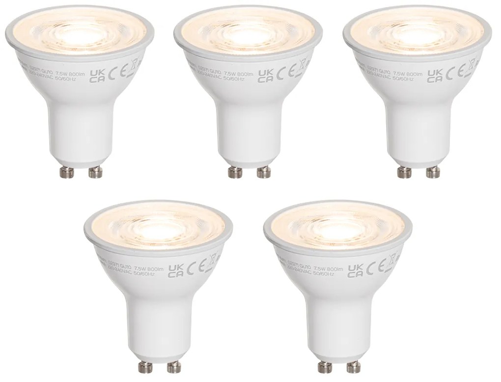 Sada 5 LED žiaroviek GU10 50 mm číra 7,5 W 800 lm 3000 K