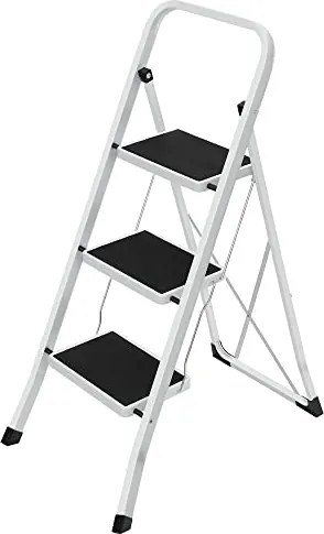 3-stupňový rebrík skladací, záťaž 150 kg, biely