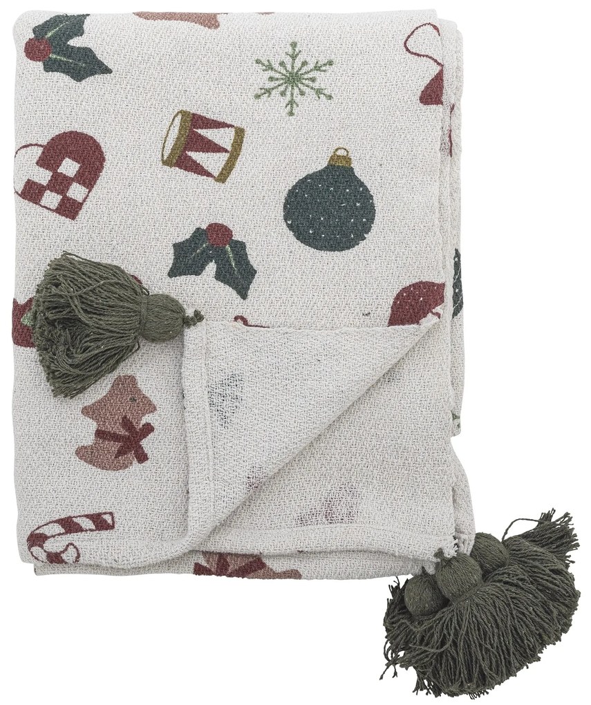 Bloomingville přehoz na postel Vianočný prehoz Yule z recyklovanej bavlny 160 x 130 cm