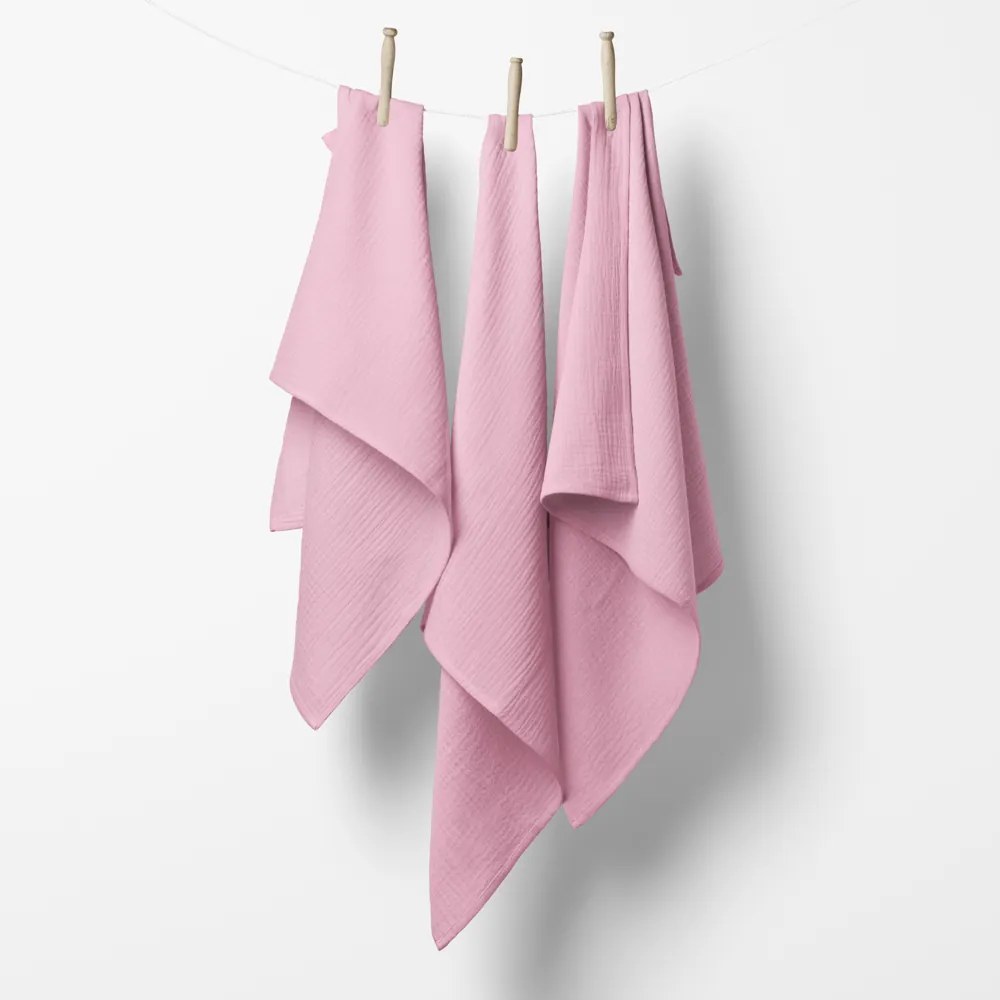 Biante Mušelínová plienka/dečka Nature MSN-040 Ružová - ZVÝHODNENÁ SADA 3 KS 100x100 cm - Sada 3 ks