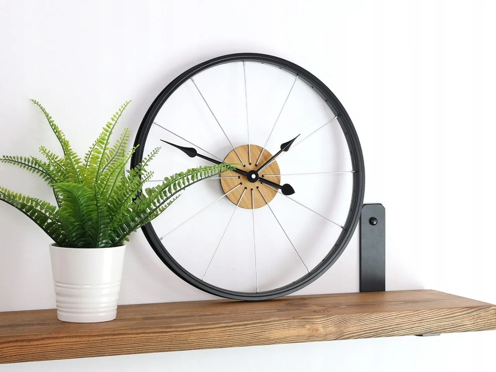 Nástěnné hodiny Bicycle 42 cm černé/hnědé