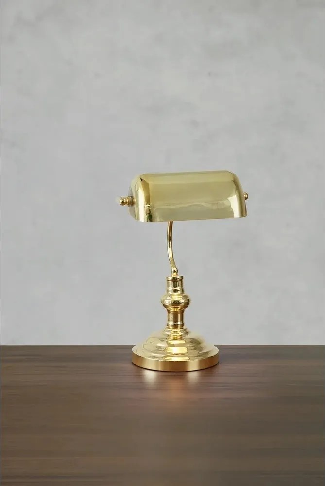 Stolová lampa v mosadznej farbe so skleneným tienidlom (výška 42 cm) Bankers – Markslöjd