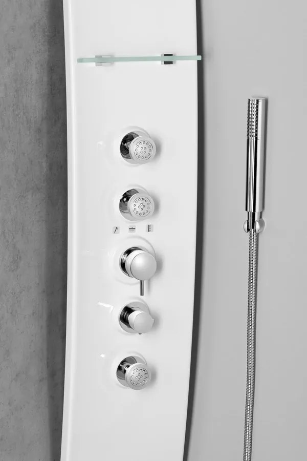 Polysan Polysan, LUK rohový sprchový panel s termostatickou batériou 250x1300mm, bielá, 80325