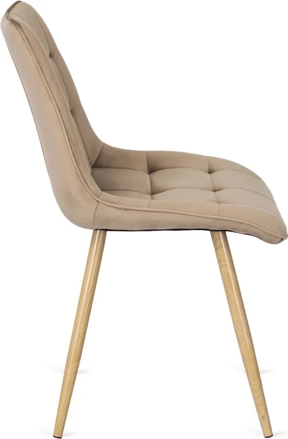 Sada stola SKUBI 120-160 cm Artisan Oak a 4 béžových stoličiek RODRI
