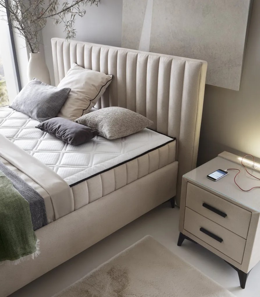 Posteľ Joy 180x200 cm, svetlo béžová látka