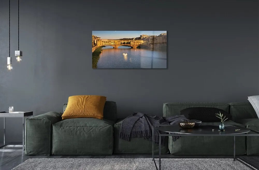 Sklenený obraz Taliansko Sunrise mosty 100x50 cm