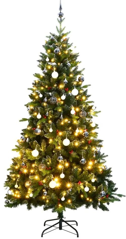 Umelý výklopný vianočný stromček 150 LED a sada gúľ 150 cm 3210310